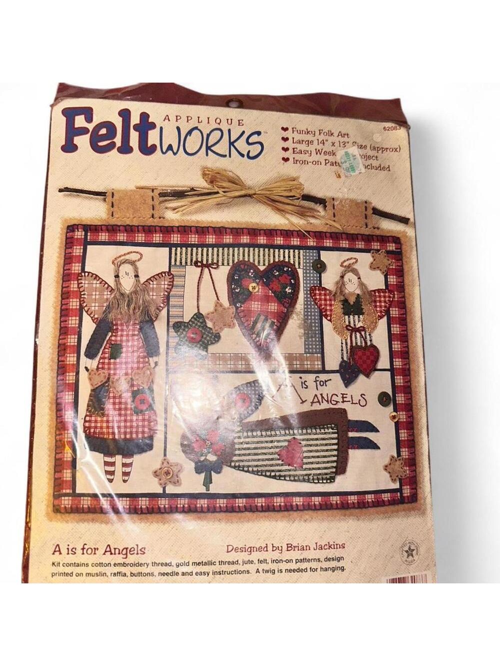 Vintage 1996 Dimensions Feltworks “A is for Angels” Appliqué Craft Kit Deadstock